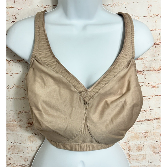 Glamorise MagicLift Seamless Sports Bra Sz 44G Nude Wireless Moisture Wicking - Picture 1 of 8